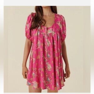 Spell Pink Floral Mini Dress